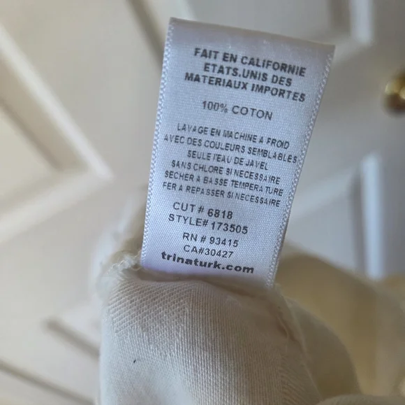 TRINA TURK Reyne White Textured Pants 6 NWT Wide Leg Mid Rise $292